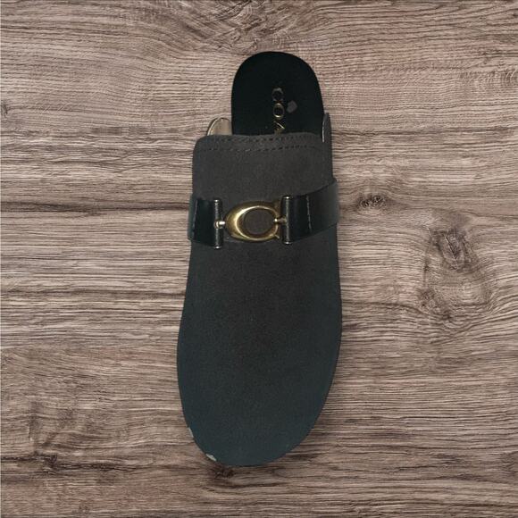 Coach Finlay Suede Clog — Black Suede / Wood Platform / Women’s US 6B - Picture 3 of 6